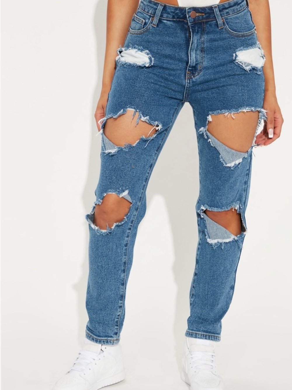 Distressed High-Rise Blue Women's Jeans